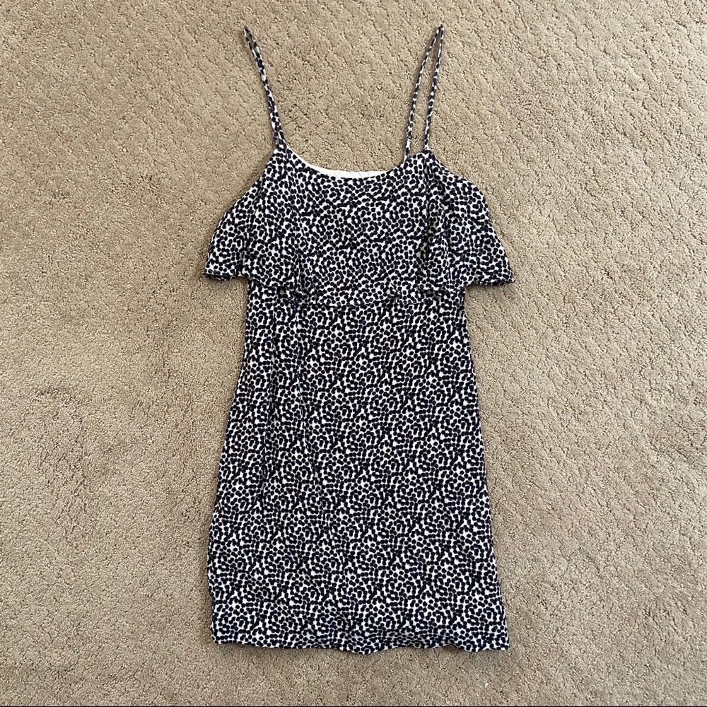 JCrew Dots Brown & Cream Strappy Ruffle Minidress